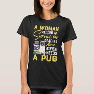 Camiseta Senhora Viciada em Livros Pug Fofo Mãe Adoradora d