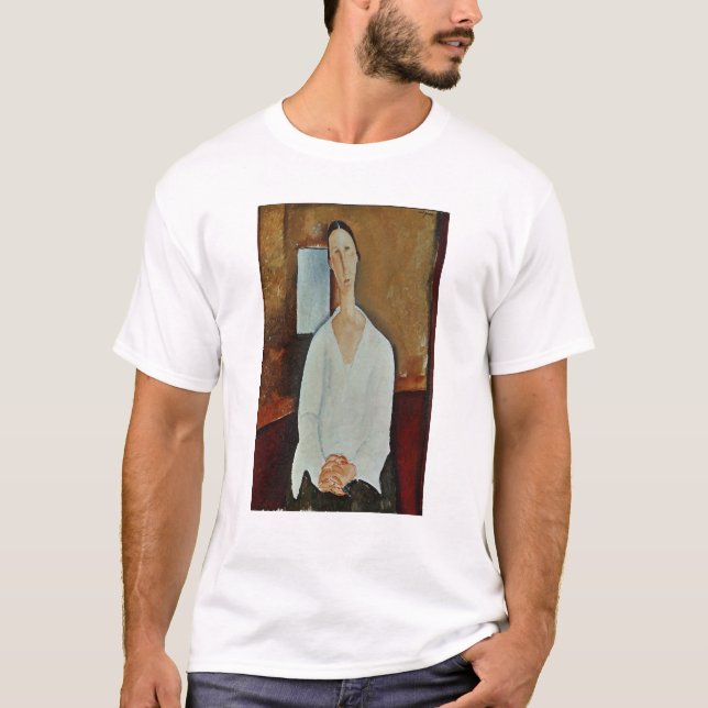 Camiseta Senhora Zborowska com mãos Clasped, c.1917 (Frente)