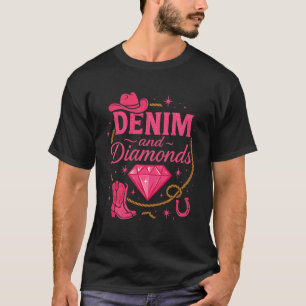 Camiseta Senhoras Country Western Denim and Diamonds Jeans