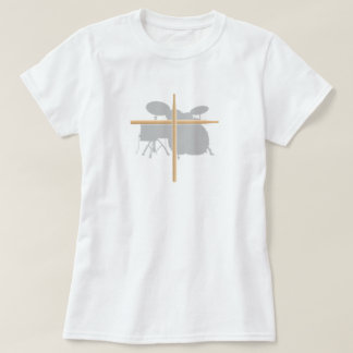 Camiseta Senhoras cristãs da cruz da vara do cilindro do