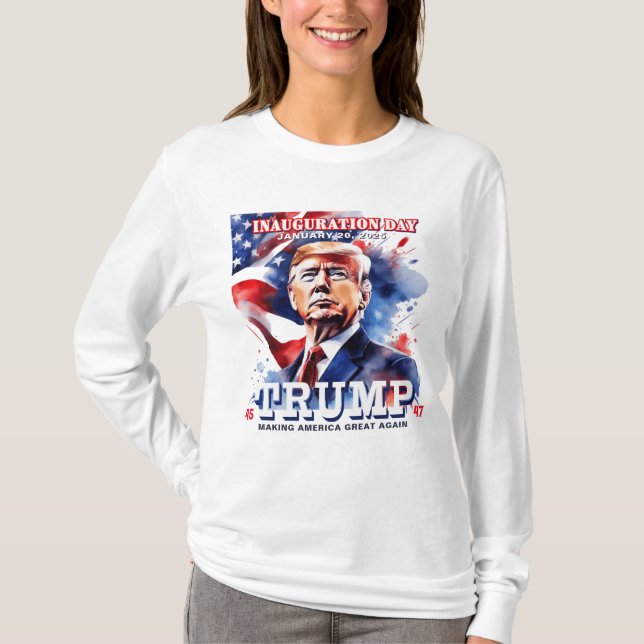 Camiseta Senhoras da Celebração da Inauguração de Donald Tr (Frente)