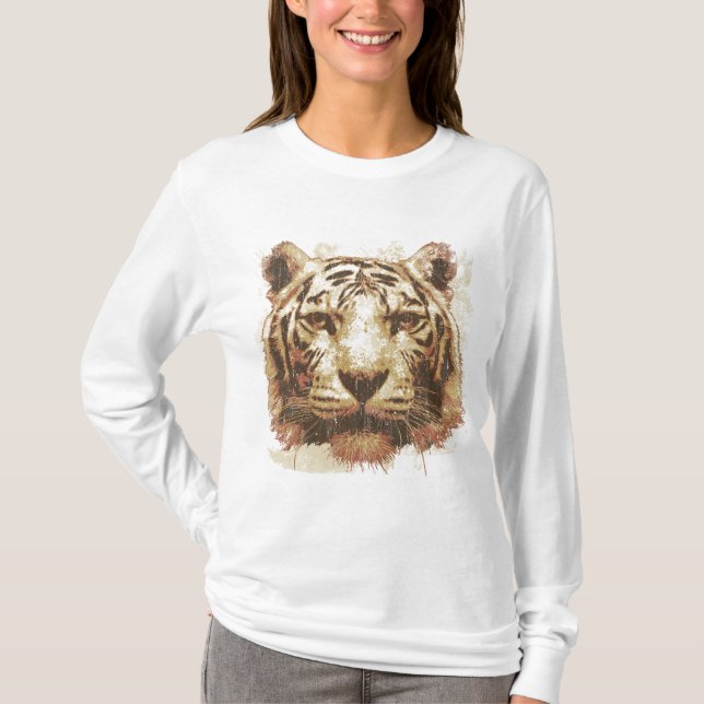 Camiseta Senhoras da luz do impressão do tigre básicas (Frente)