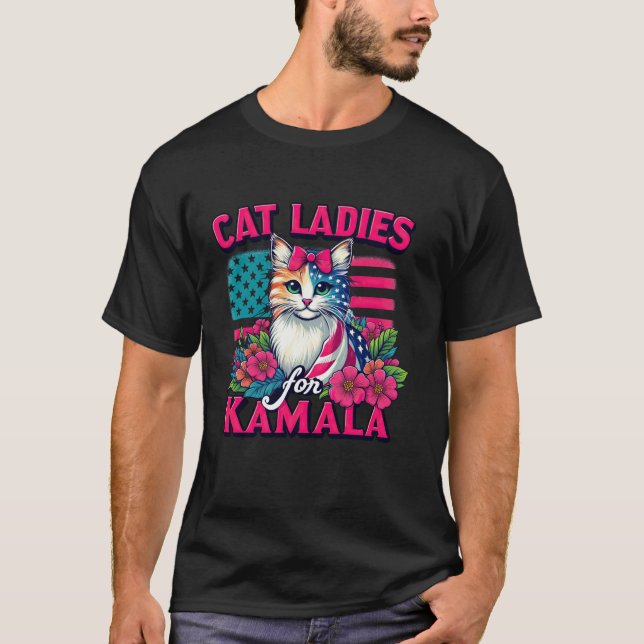 Camiseta Senhoras de Gato para Camala T Shirt (Frente)