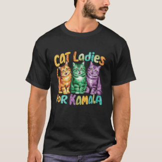 Camiseta Senhoras De Gato Sem Filhos Para Kamala Engraçado