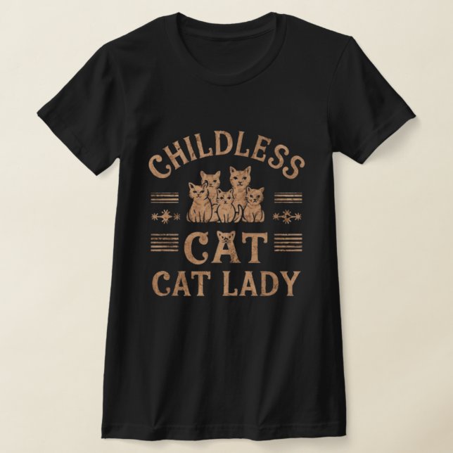 Camiseta senhoras de gatos sem filhos (Postura )