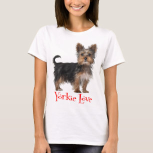 Camiseta Senhoras do Amor Vermelho de Cachorro de Yorkshire