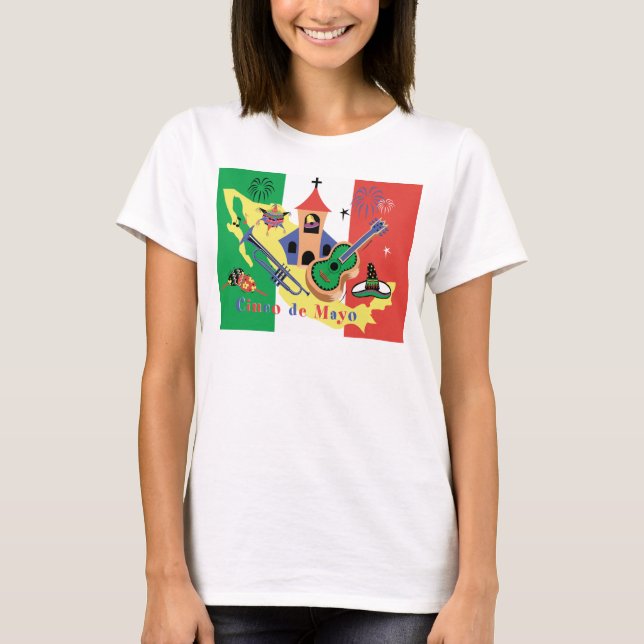 Camiseta Senhoras felizes de Cinco de Mayo (Frente)