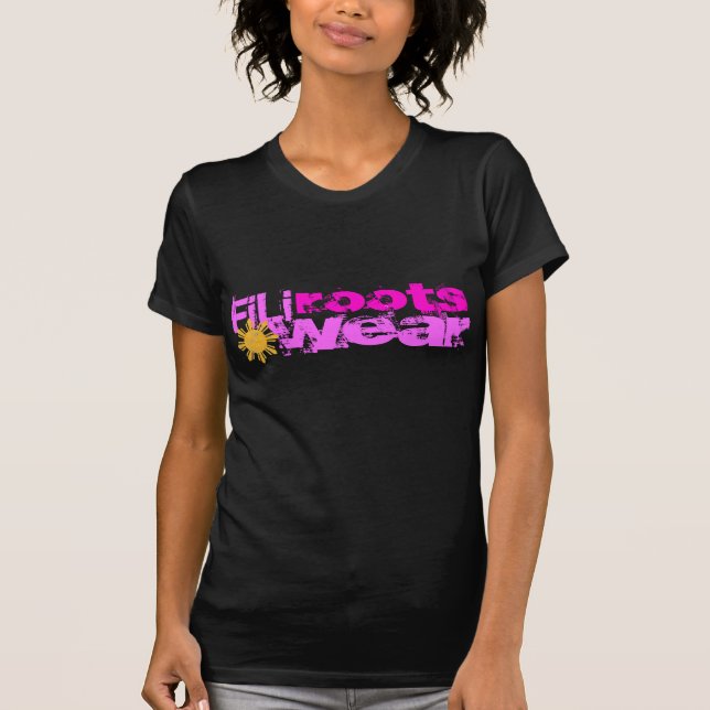 Camiseta senhoras mindinhos do preto do filirootswear (Frente)