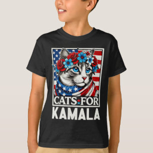 Camiseta Senhoras Para Kamala Funny Cat 2024 Presidente Kam