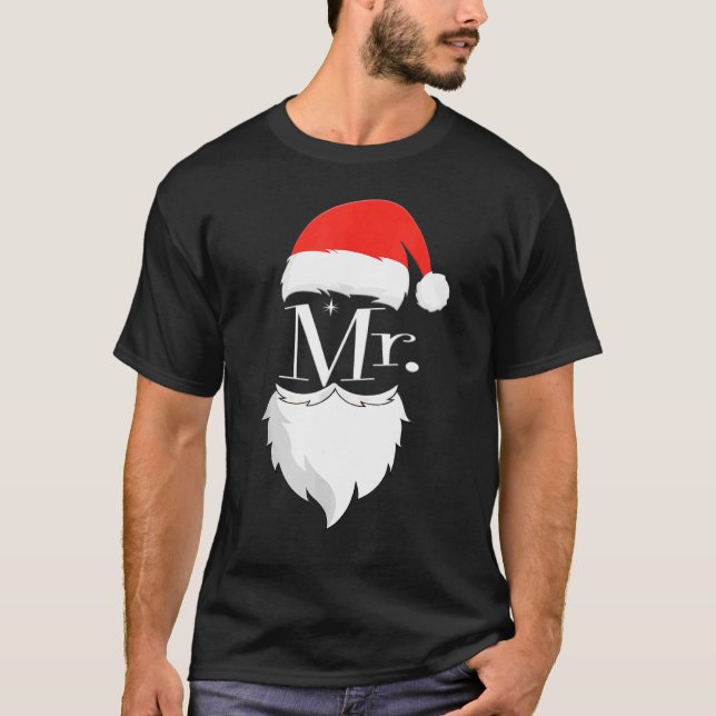 Camiseta Senhoras Sr. e Sra. Claus Casais Natal Pajamas Sa (Frente)