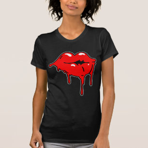 Camiseta Senhoras Twofer do gotejamento dos lábios complet