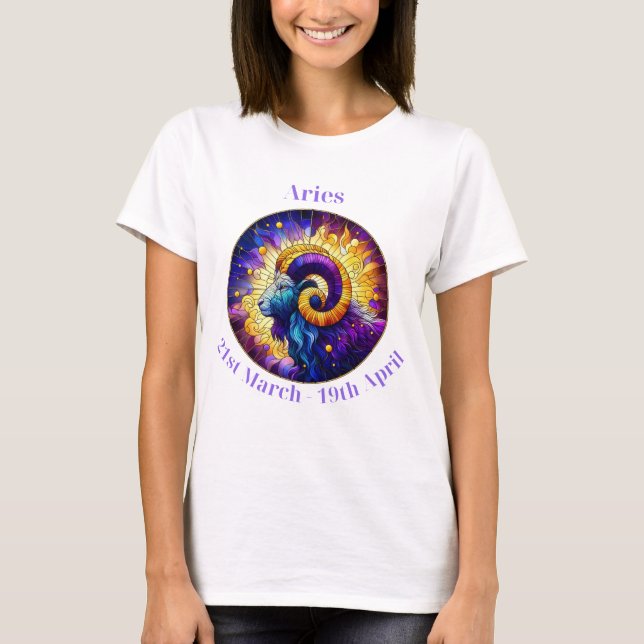 Camiseta Senhoras Zodiac T Shirt, Aries Ram, Horoscope (Frente)