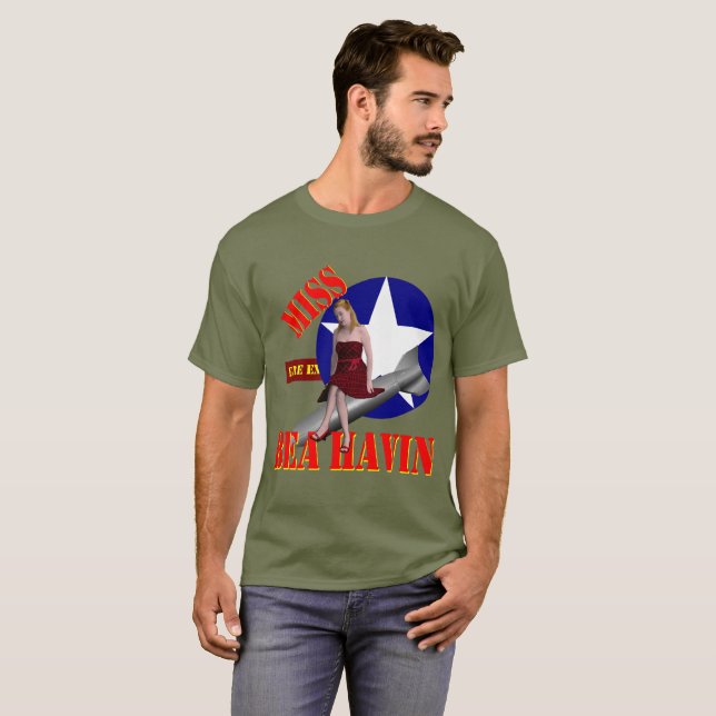 Camiseta Senhorita Behavin' 1944 do bombardeiro WW2 (Frente Completa)