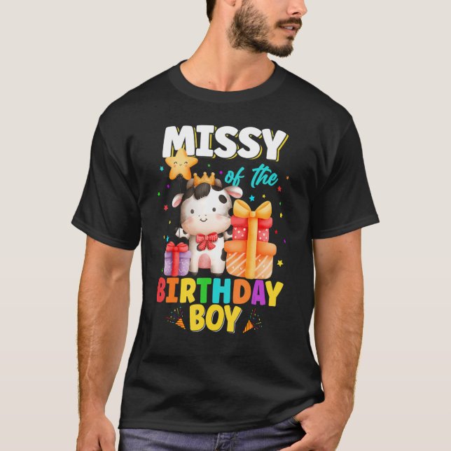 Camiseta Senhorita Da Família Birthday Boy Cow Farm (Frente)