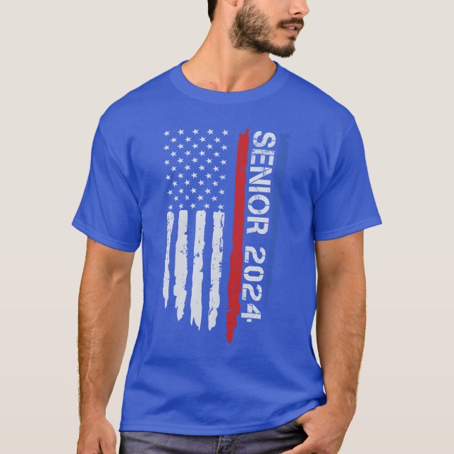 Camiseta Senior 2024 American Flag Graduation Class Of 2024 (Frente)