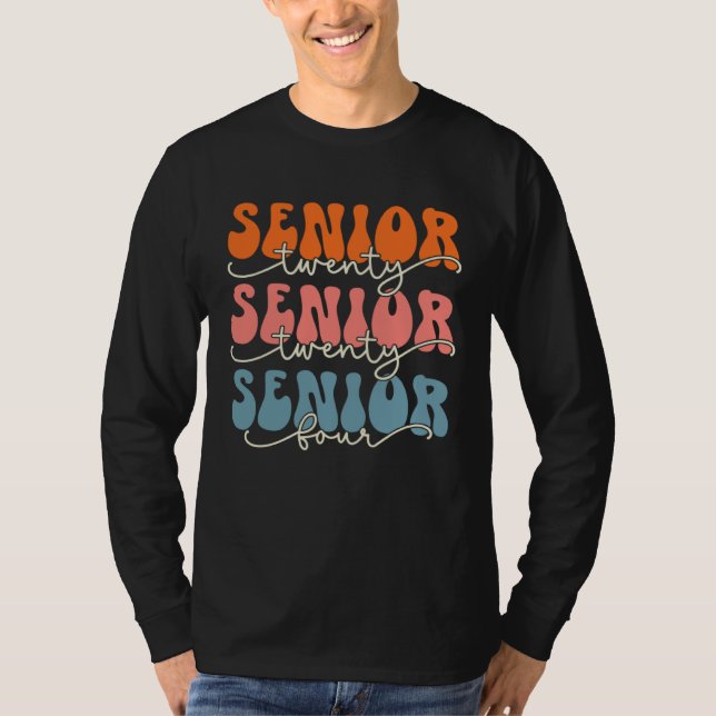 Camiseta Senior 2024 Class Of 24 Retro Groovy Graduation Co (Frente)