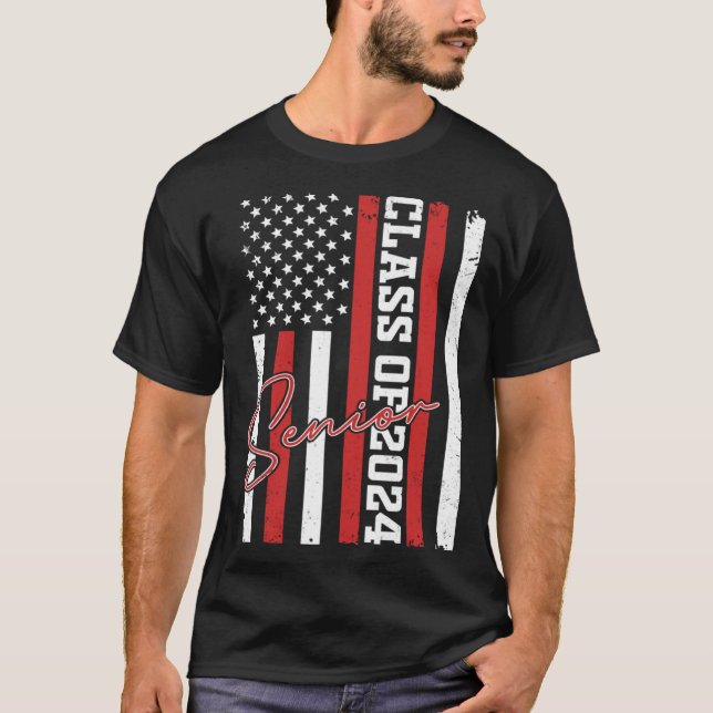 Camiseta Senior 2024 Graduation Class of 2024 American Flag (Frente)