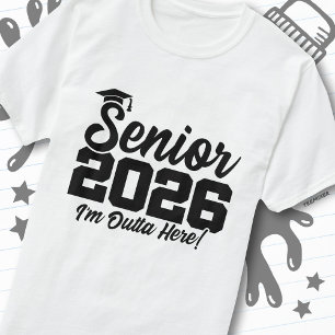 Camiseta Sênior 2026 Estou Fora Daqui Citação Divertida de