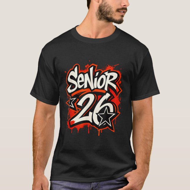 Camiseta Senior 2026 Graffiti Drip Style Graduation Graphic (Frente)