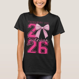 Camiseta Sênior 2026 Turma De 2026 Laço Rosa Coquete Format
