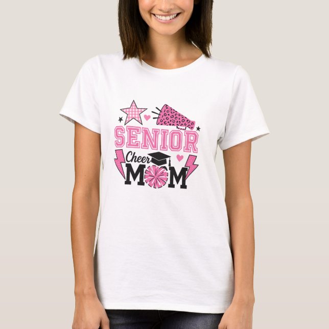 Camiseta Senior Cheer Mom 2026 | Pink Leopard Cheerleader G (Frente)