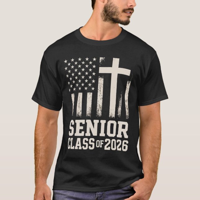 Camiseta Senior Class 2026 Cross Flag USA (Frente)