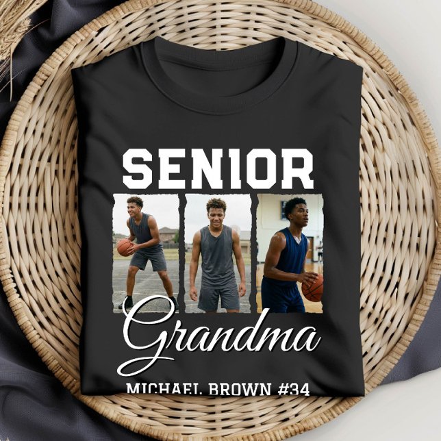 Camiseta Senior Grandma Basketball Photo Collage Custom (Criador carregado)