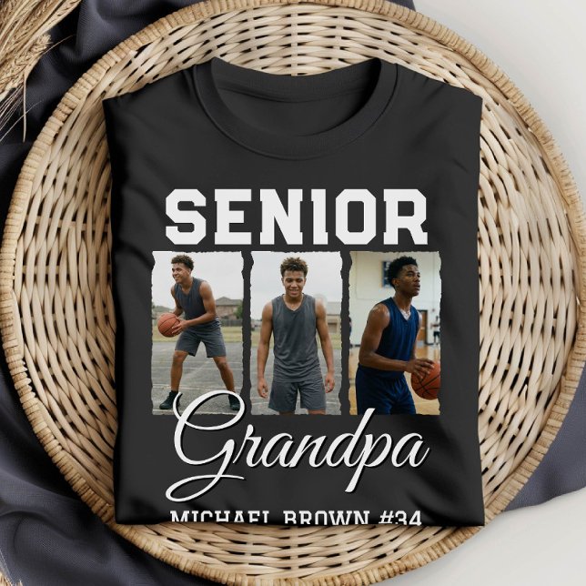 Camiseta Senior Grandpa Basketball Photo Collage Custom (Criador carregado)