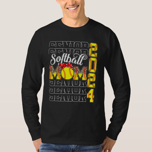 Camiseta Senior Mom 2024 Softball Class Of 2024  Graduation (Frente)