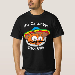 Camiseta Señor Gato™ Bigode Desenhado Gato Ay Caramba!