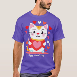 Camiseta Sensação De Coração Uma Fantasia Felina Dia de os