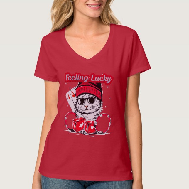 Camiseta Sensação de sorte - Legal Cat Casino Vibes (Frente)