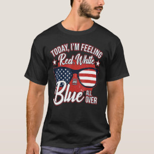 Camiseta Sensação de vermelho branco azul 4 de julho