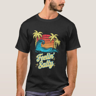 Camiseta Sensação Salgada Férias de Verão Praia Onda Vintag