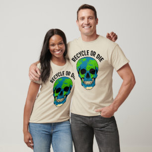 Camiseta Sensibilização Ambiental Do Crânio Do reciclar Ou