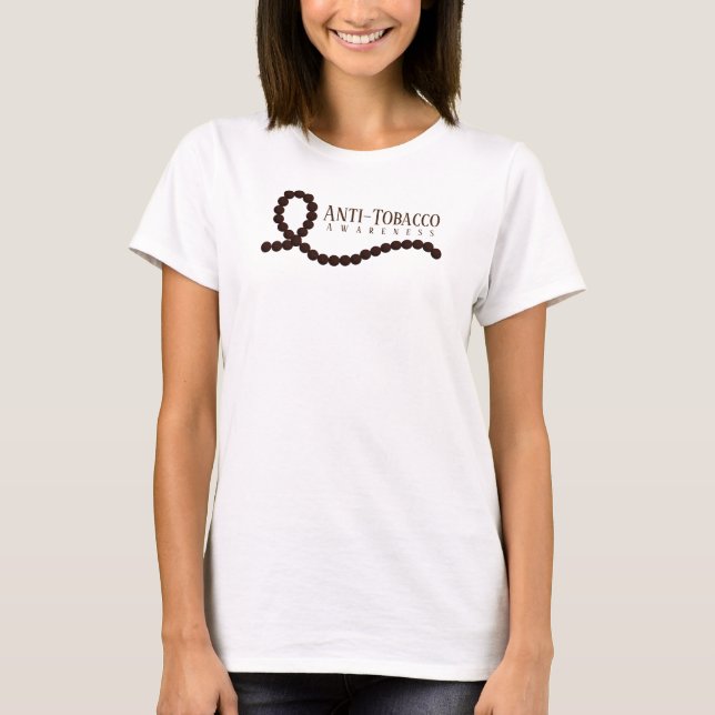 Camiseta Sensibilização Antitabaco Miçangas de Fita Castanh (Frente)