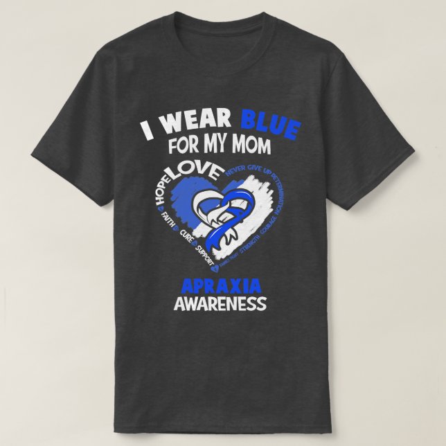 Camiseta Sensibilização Apraxia Eu Visto Azul Para Minha Co (Frente do Design)