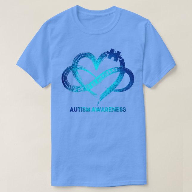 Camiseta Sensibilização Autismo Infinito Coração Está OK pa (Frente do Design)