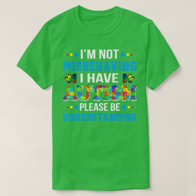 Camiseta Sensibilização Autismo Ix27m Não Comportando Mal E (Frente do Design)