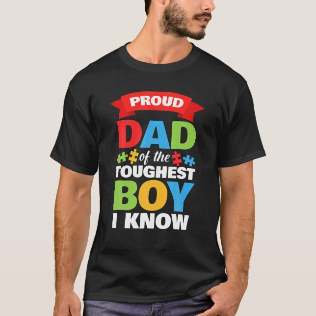 Camiseta Sensibilização autista Mês Mens Orgulhosos Pai Aut (Frente)