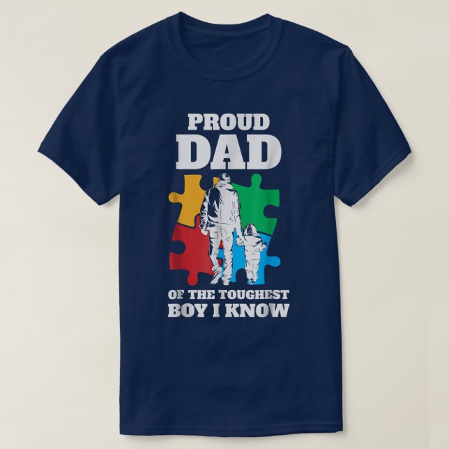 Camiseta Sensibilização autista Mês Mens Orgulhosos Pai Aut (Frente do Design)