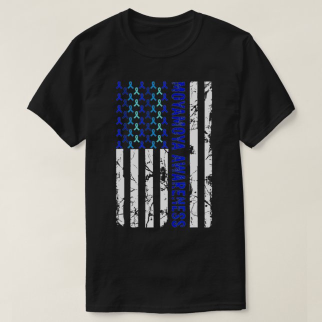 Camiseta Sensibilização de Moyamoya EUA Bandeira da Doença  (Frente do Design)