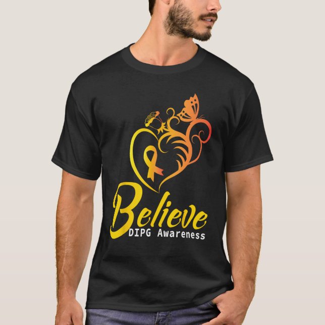 Camiseta Sensibilização DIPG Acreditam que borboleta é faix (Frente)