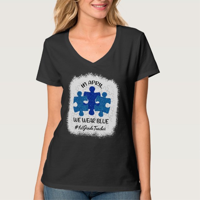 Camiseta SENSIBILIZAÇÃO DO AUTISM Em abril vestimos Blue 1r (Frente)