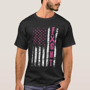 Camiseta Sensibilização do Cancer Americano Bandeira Lutar 
