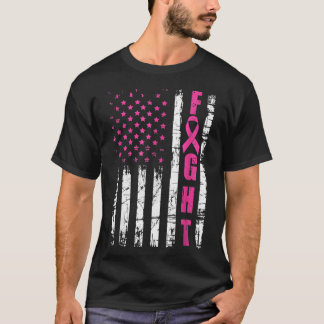 Camiseta Sensibilização do Cancer Americano Bandeira Lutar 