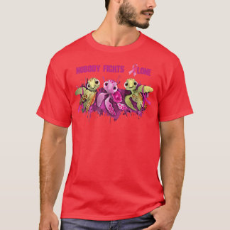Camiseta Sensibilização do Cancer da Mama de Tartaruga de F
