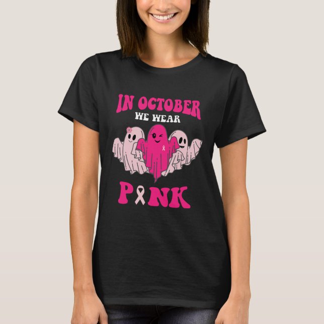 Camiseta Sensibilização do Cancer da Mama Em outubro Vestim (Frente)