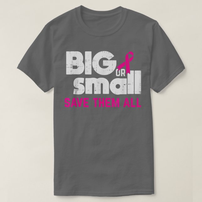 Camiseta Sensibilização Do Cancer Da Mama Grande Ou Pequeno (Frente do Design)