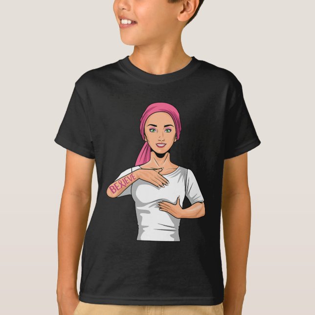 Camiseta Sensibilização do Cancer da Mama Idioma de Sinal A (Frente)